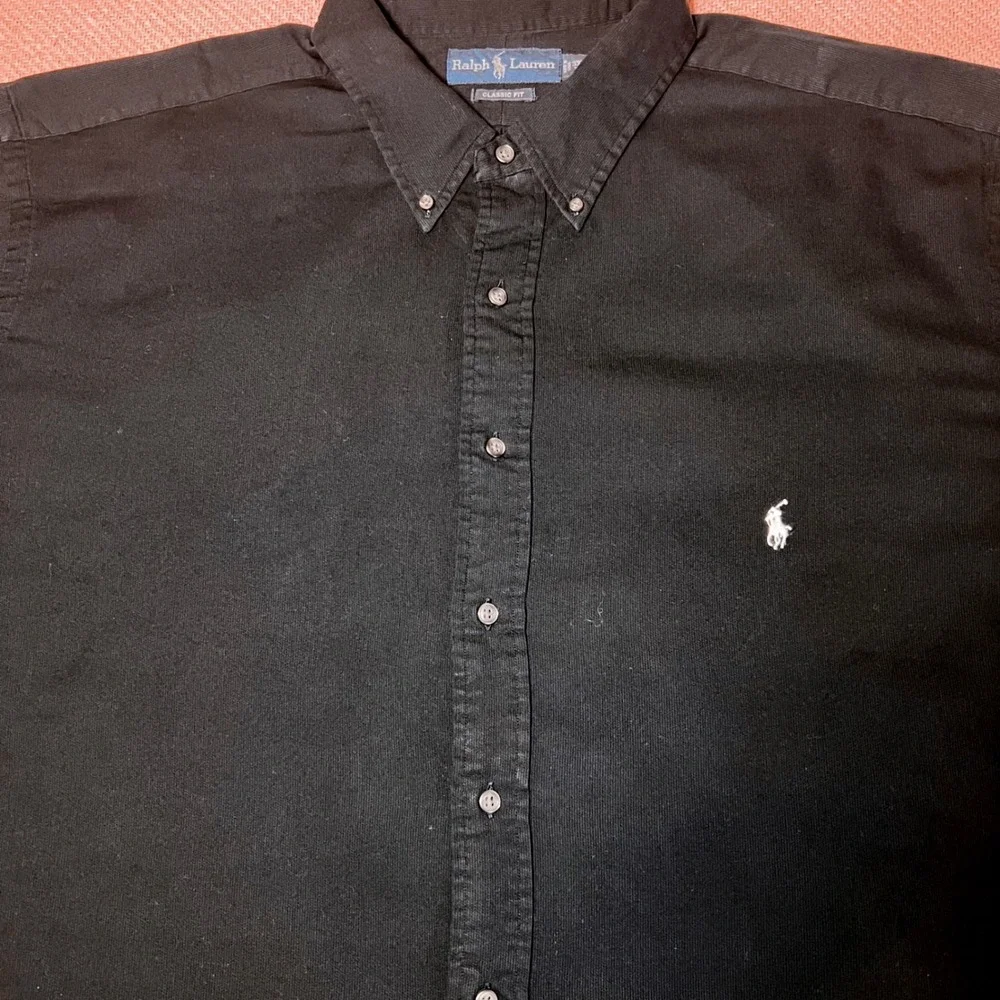 NOT FOR SALE Ralph‎ Lauren Mens 3XLT Black Short Sleeve Rib Knit Button Down